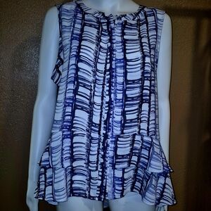 Simply Vera Vera Wang Blue Sleeveless Ruffled Blouse